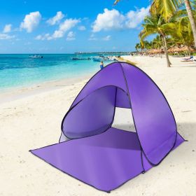 Pop Up Beach Tent Shade Shelter Anti-UV Automatic Pop Up Waterproof Tent Canopy for 2/3 Man with Net Window Storage Bag (Color: Purple)